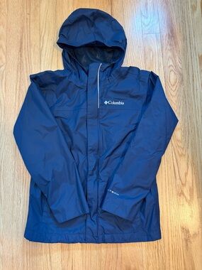 Columbia Navy Hooded Rain Jacket